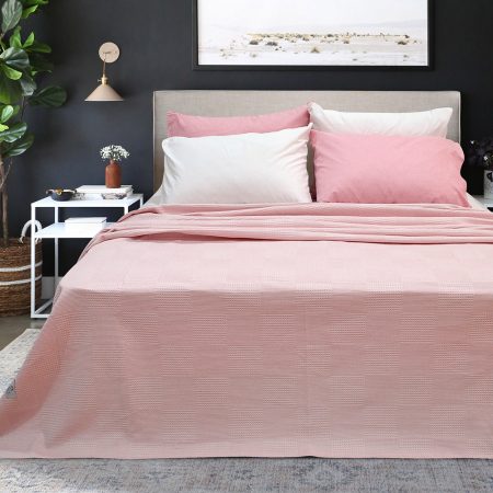 Πικέ καλοκαιρινή κουβέρτα LINO Renk 220x240  Old Pink